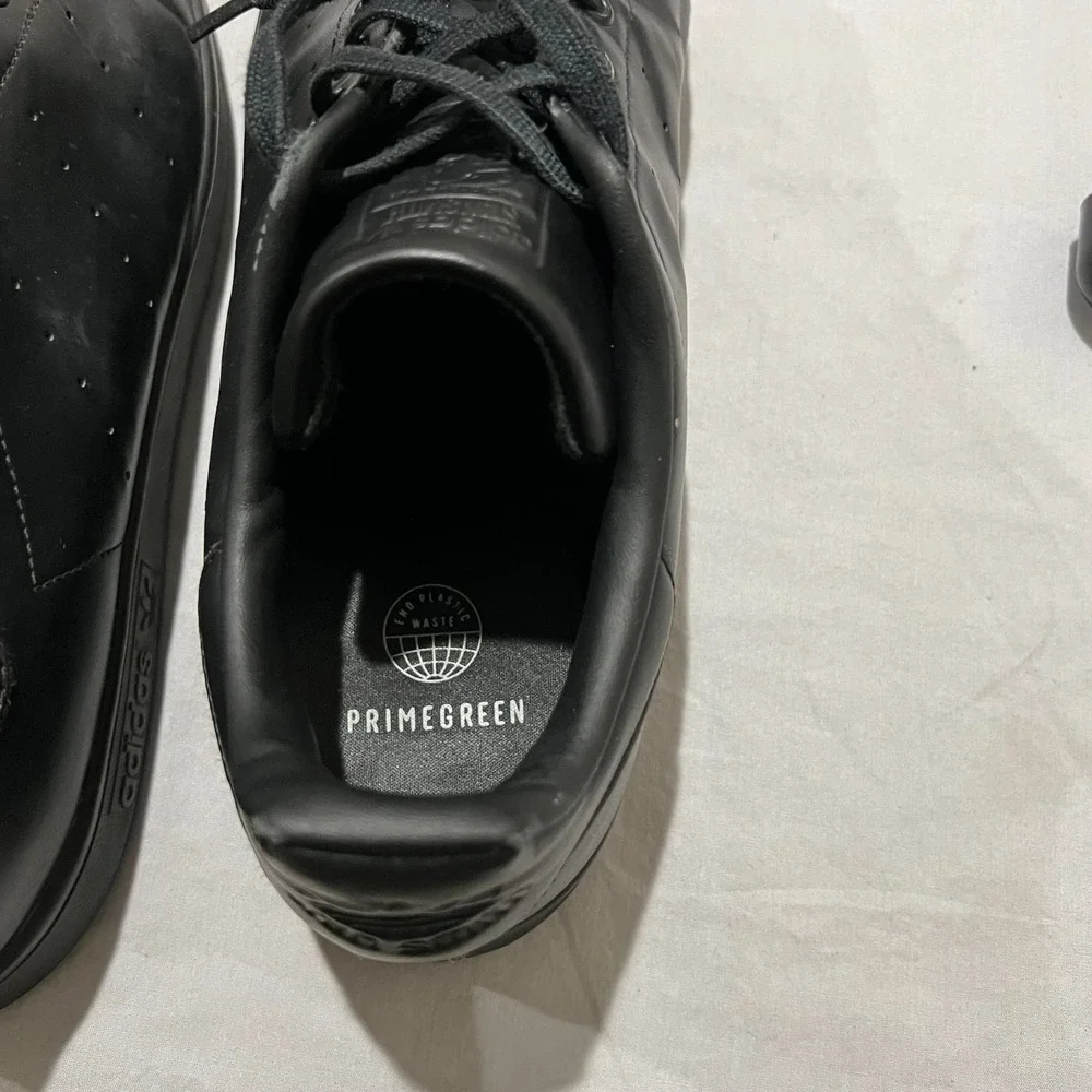 Adidas Stan Smith Mens Triple Black Lace Up Prime Comfort Low Sneaker Shoes 13